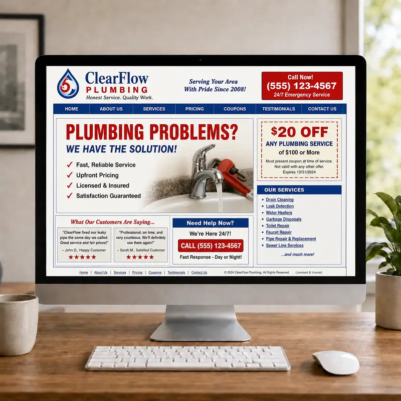 An outdated small business website example