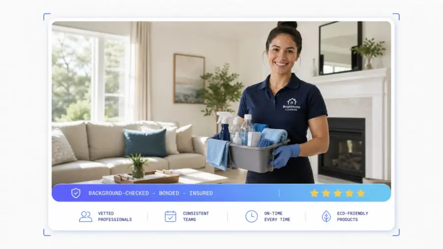 House cleaning website: trust signals