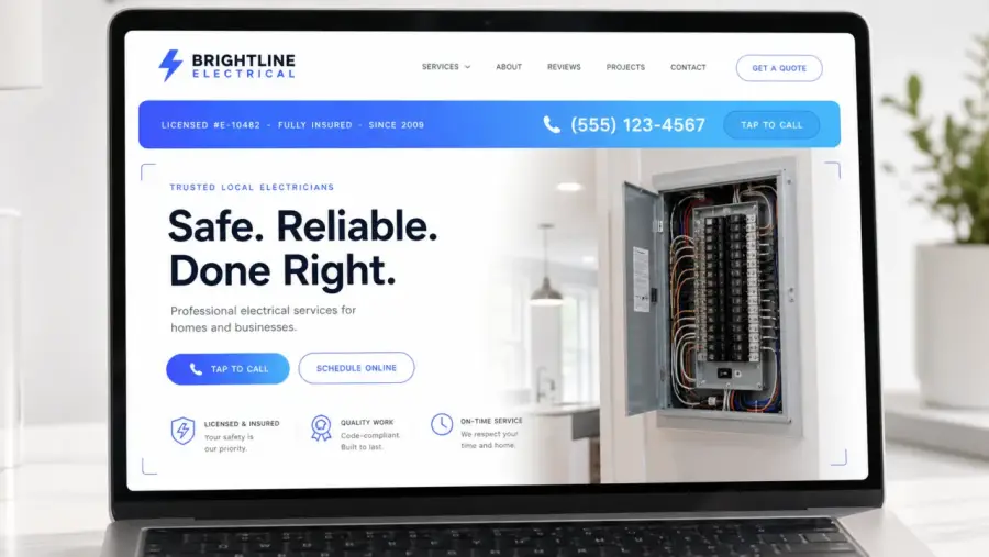 Electrical website: license trust bar
