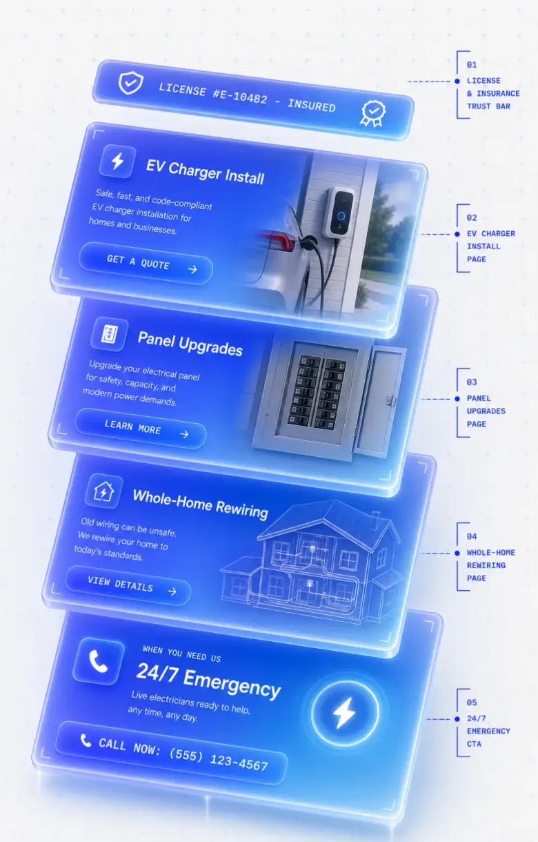 Isometric stack of electrical website layers
