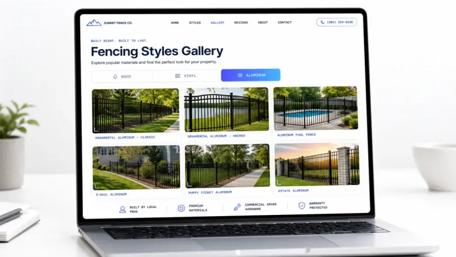 Fencing website: style galleries