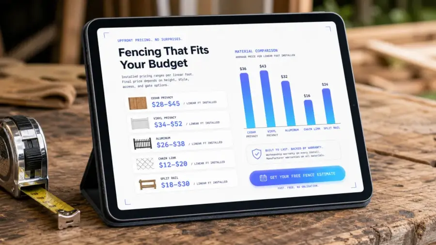 Fencing website: pricing ranges