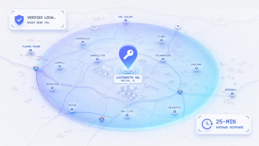 Locksmith website: dispatch radius
