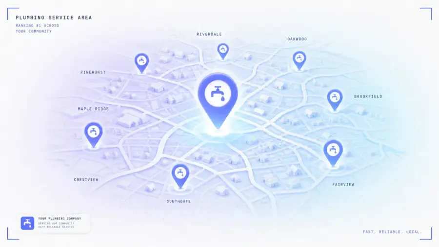 Plumbing website: service area