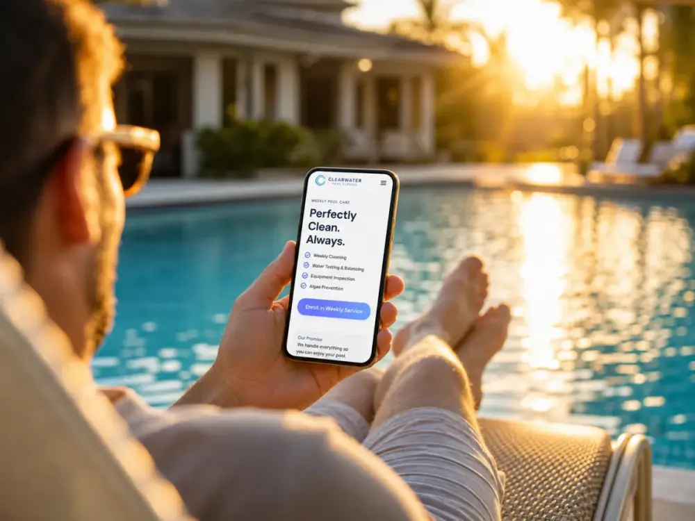 Pool service website: search moment
