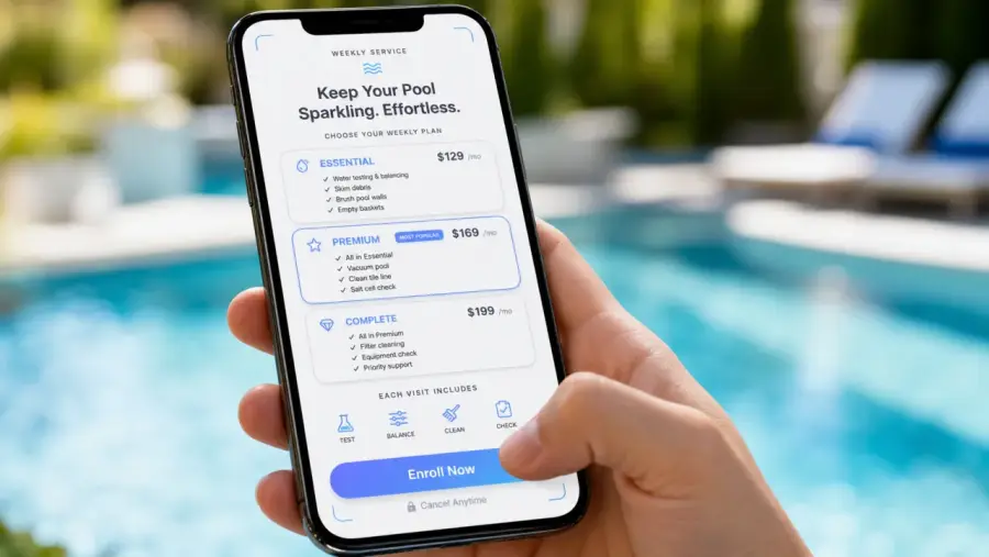 Pool service website: enrollment