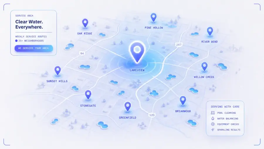 Pool service website: service area
