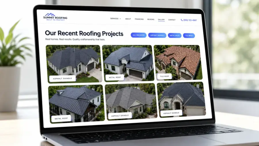 Roofing website: project gallery