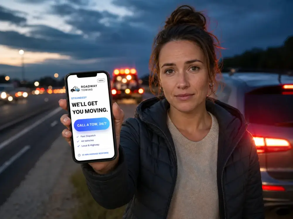Towing website: roadside call