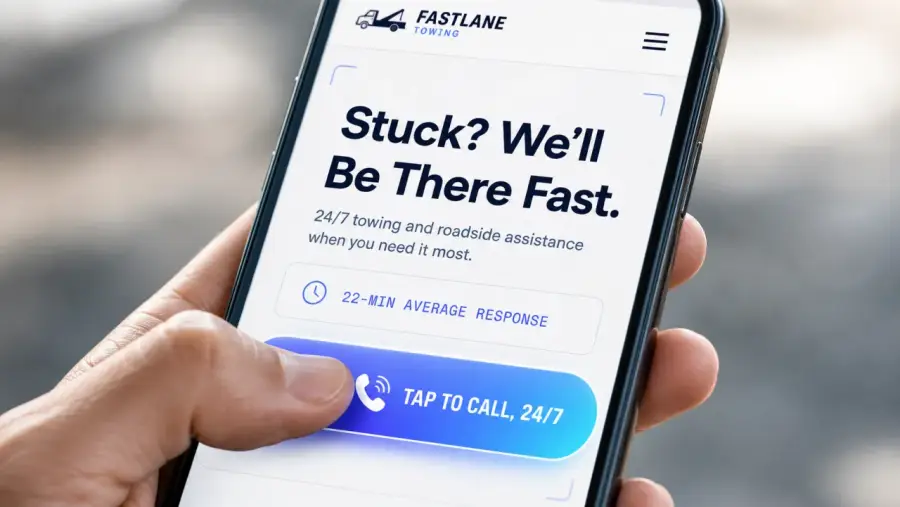 Towing website: tap-to-call