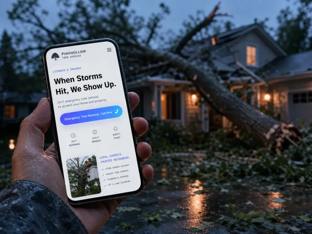 Tree service website: search moment