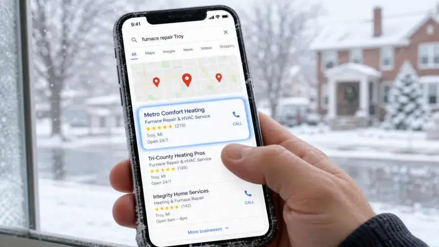 Local pack for a Detroit local business website