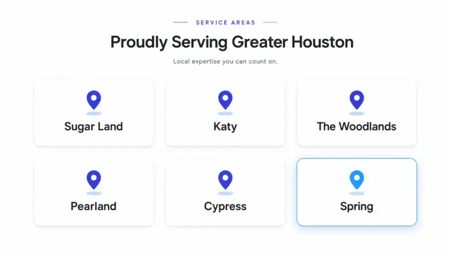 Service areas for a Houston local business website
