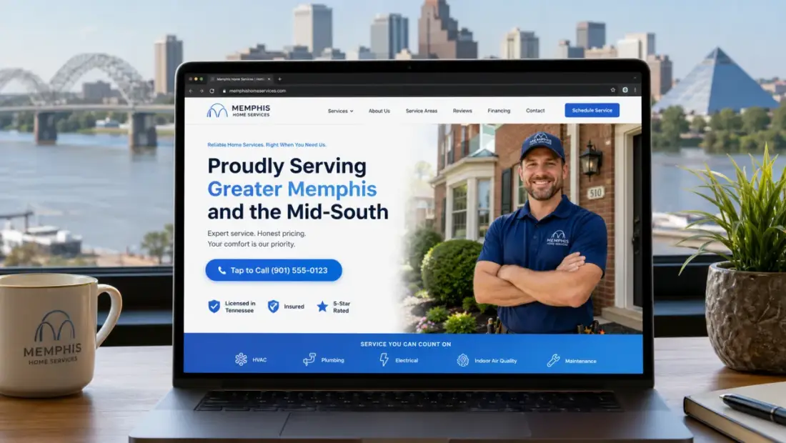 Memphis local-business website shown in a laptop browser