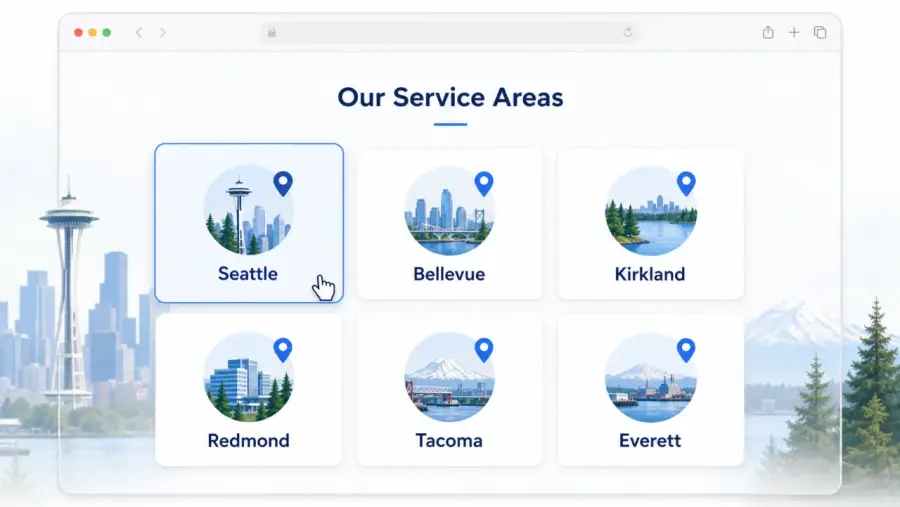 Service areas for a Seattle local business website