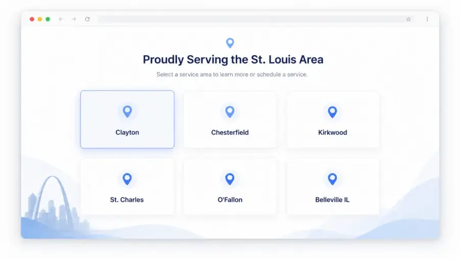 Service areas for a St. Louis local business website