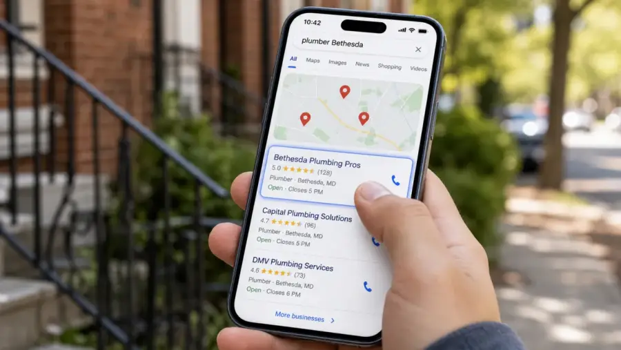 Local pack for a Washington DC local business website