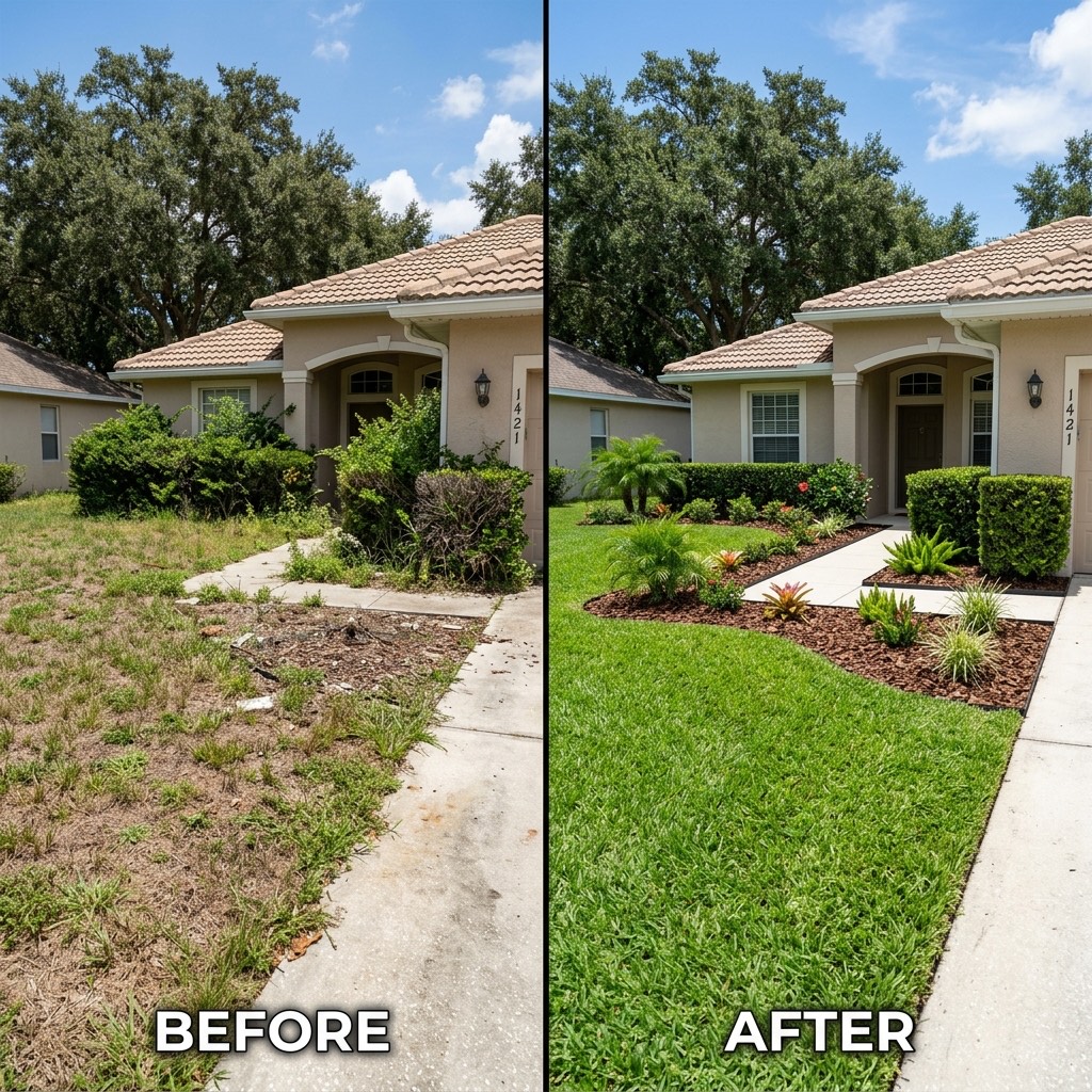 Before and After Lawn Transformation