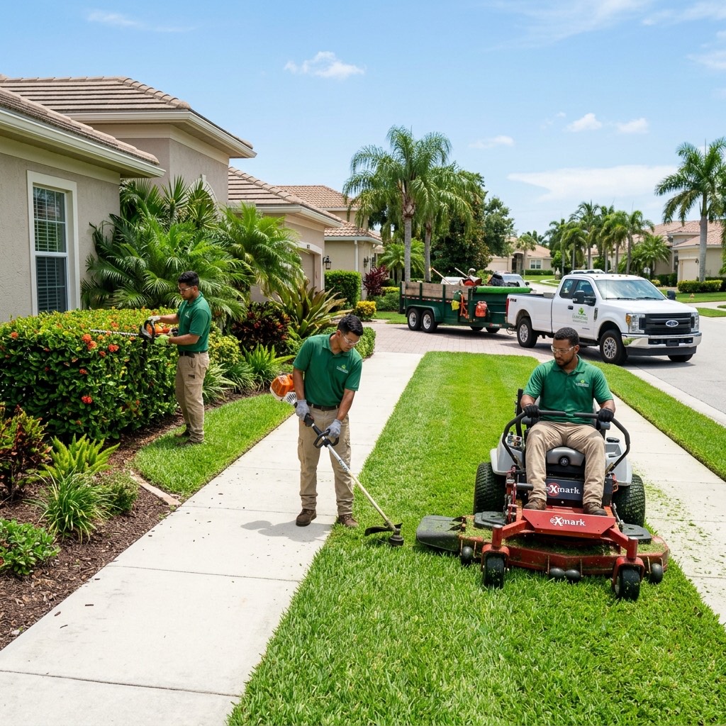 Landscaping crew at work